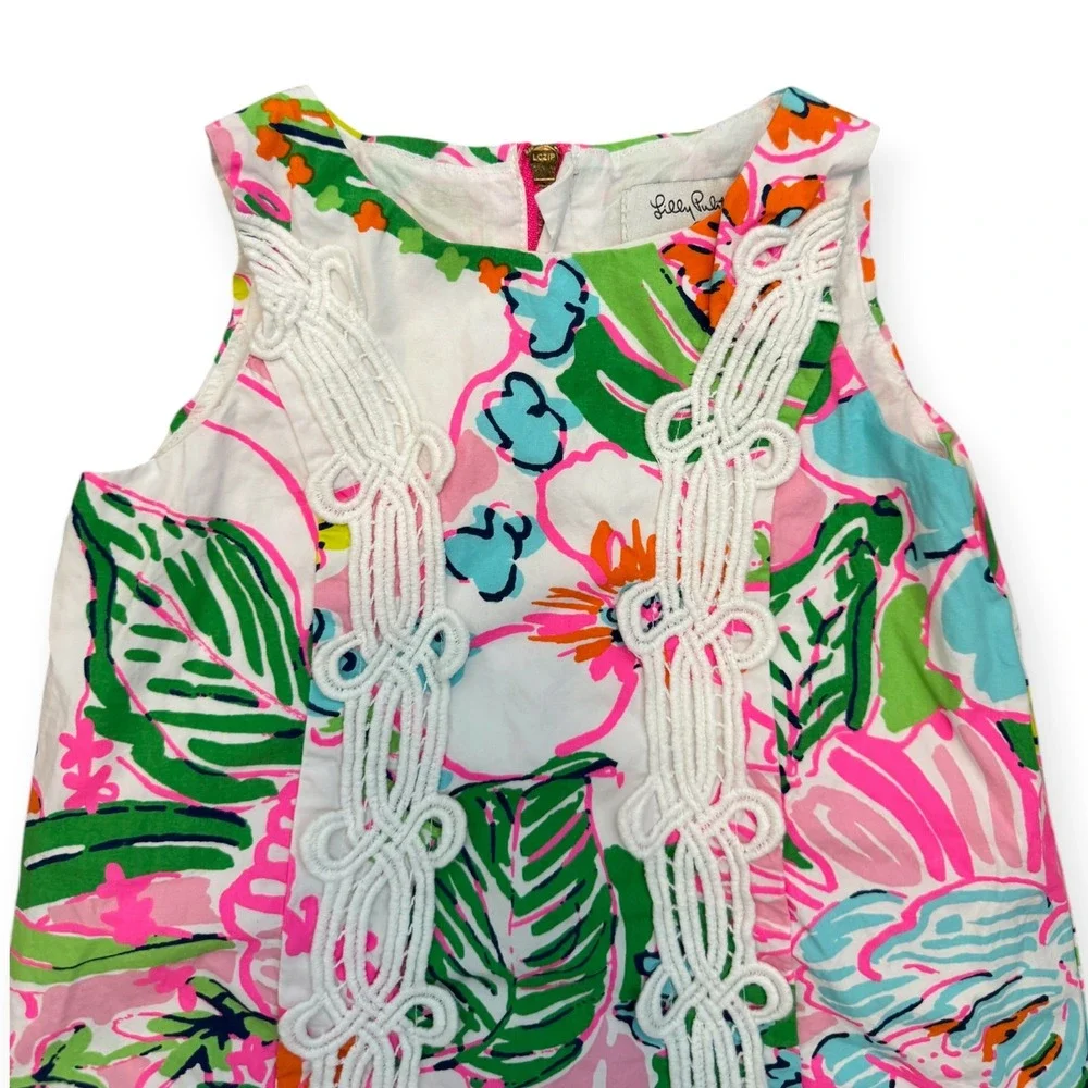 Lilly Pulitzer Target 20th Anniversary Floral Soutache Shift Dress 2T Pink Green